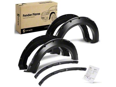 Pocket Rivet Style Fender Flares; Black (21-23 F-150, Excluding Raptor)