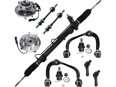 Power Steering Rack and Pinion with Front Upper Control Arms, Ball Joints, Outer Tie Rods and Wheel Hub Assemblies (05-08 4WD F-150)