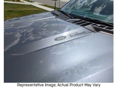 Powered By EcoBoost Hood Decals; Reflective White (21-25 F-150, Excluding Raptor & Tremor)