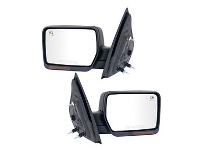Powered Heated Memory Mirrors with Puddle Lights and Turn Signal; Paint to Match Black (07-08 F-150)