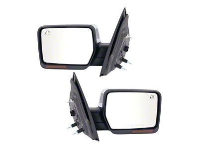 Powered Heated Memory Mirrors with Puddle Lights and Turn Signal; Chrome (07-08 F-150)