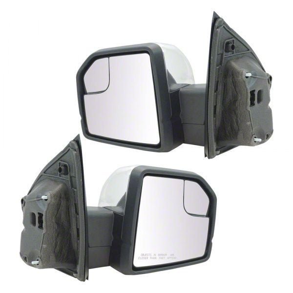 F150 Powered Heated Memory Power Folding Mirrors with Puddle Lights and Turn Signal; Chrome (15