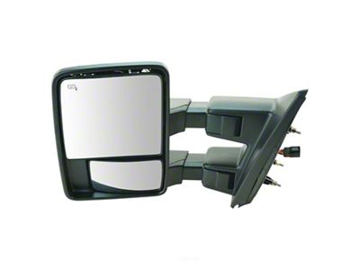 Powered Heated Memory Power Folding Towing Mirror without Mirror Cap; Driver Side (13-14 F-150)