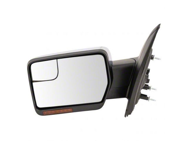 Powered Heated Memory Side Mirror with Chrome Cap; Driver Side (11-14 F-150)