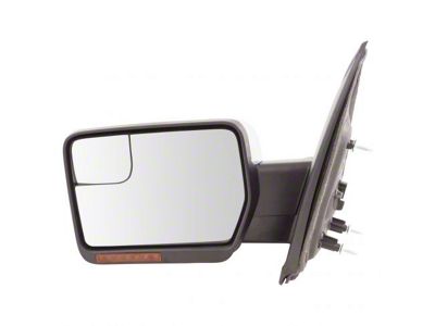 Powered Heated Memory Side Mirror with Chrome Cap and Puddle Light; Driver Side (11-14 F-150)