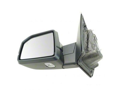 Powered Heated Memory Side Mirror with Puddle Light and Chrome Cap; Driver Side (15-18 F-150)