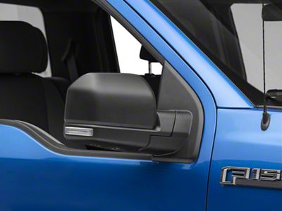 Powered Heated Mirror with LED Turn Signal; Passenger Side; Black (15-18 F-150)