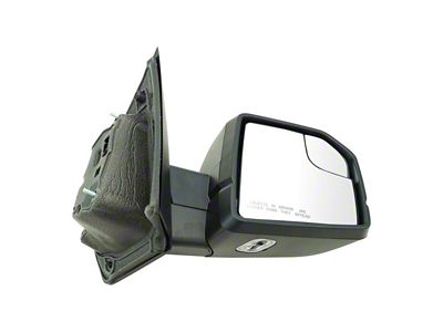 Powered Heated Mirror with Puddle Light and Turn Signal; Textured Black; Passenger Side (15-18 F-150)