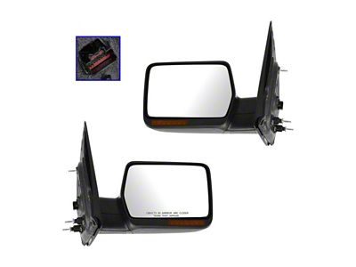 Powered Heated Mirrors with Turn Signal; Textured Black (04-06 F-150)