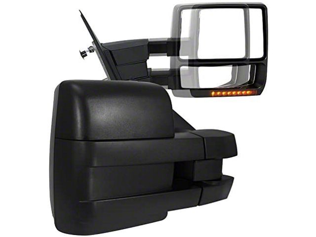 Powered Heated Towing Mirrors with Amber LED Turn Signals; Black (04-06 F-150)