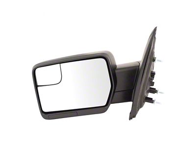 Powered Mirror with Amber Reflectors and Spotter Glass; Paint to Match Black; Driver Side (11-14 F-150)