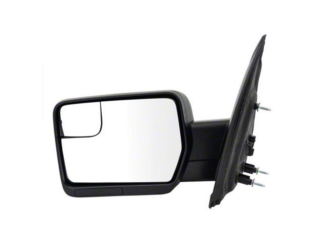 Powered Mirror with Spotter Glass; Textured Black; Driver Side (11-14 F-150)
