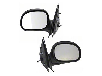 Powered Mirrors; Flat Black (01-02 F-150 SuperCrew)