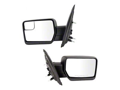 Powered Mirrors with Spotter Glass; Textured Black (11-14 F-150)