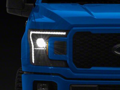 PRO-Series 14th Gen G2 Style Projector Headlights; Alpha Black Housing; Clear Lens (18-20 F-150 w/ Factory Halogen Headlights)