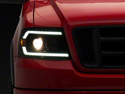 PRO-Series Projector Headlights; Alpha Black Housing; Clear Lens (04-08 F-150)