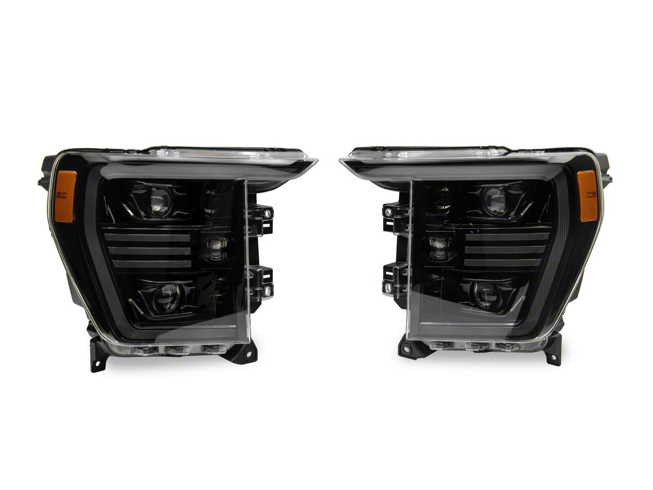 AlphaRex Base Model Black 18-20 Ford F150 Halogen Type Black Switchback DRL/Signal LED Tube Dual Projector Headlights