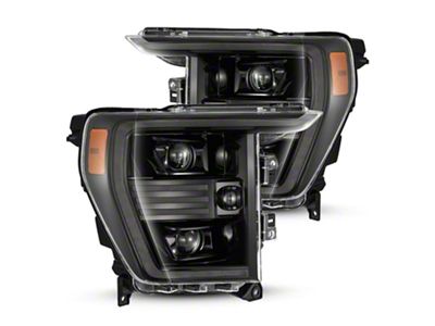 PRO-Series Projector Headlights; Alpha Black Housing; Clear Lens (21-23 F-150 w/ Factory LED Projector Headlights)