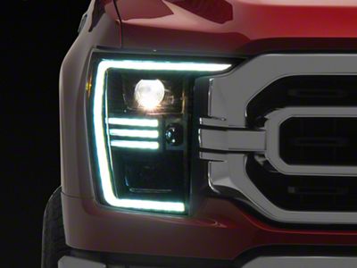 PRO-Series Projector Headlights; Black Housing; Clear Lens (21-23 F-150 w/ Factory LED Reflector Headlights)