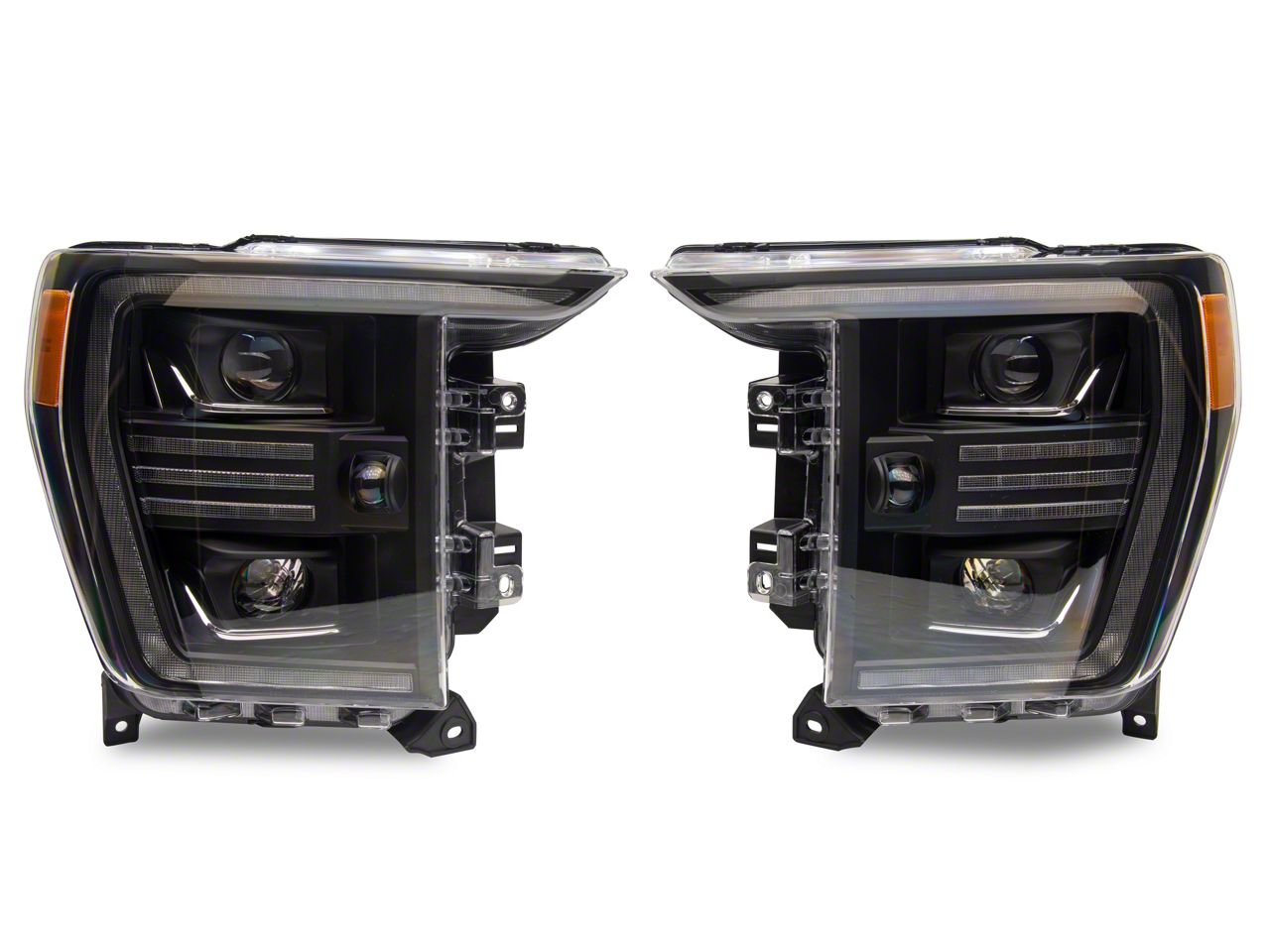 Pair Of Black Housing Headlights For 2004-2008 Ford F-150 - Clear Lens Assembly