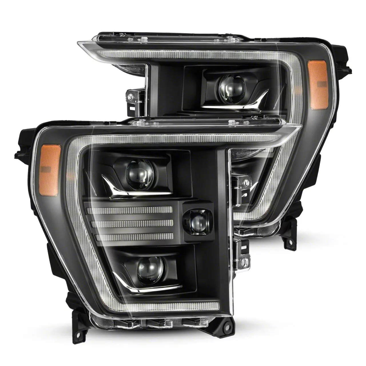PRO-Series Projector Headlights; Black Housing; Clear Lens (21-23 F-150 w/ Factory LED Projector Headlights)
