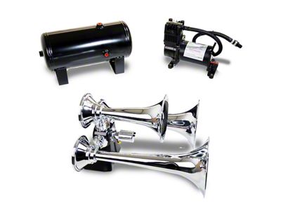 ProBlaster ABS Triple Train Horn System; Chrome (Universal; Some Adaptation May Be Required)