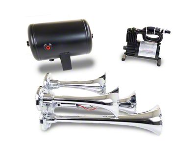 ProBlaster Compact Quad Air Horn System; Chrome (Universal; Some Adaptation May Be Required)