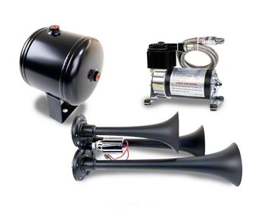 ProBlaster Compact Triple Air Horn System; Black (Universal; Some Adaptation May Be Required)