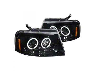 Dual Halo Projector Headlights; Jet Black Housing; Clear Lens (04-08 F-150)