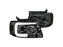 Switchback Sequential LED C-Bar Projector Headlights; Chrome Housing; Smoked Lens (04-08 F-150)