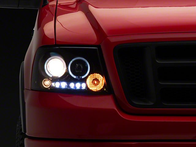 Dual Halo Projector Headlights; Gloss Black Housing; Smoked Lens (04-08 F-150)