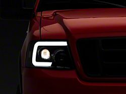 Switchback Sequential LED C-Bar Projector Headlights; Black Housing; Smoked Lens (04-08 F-150)