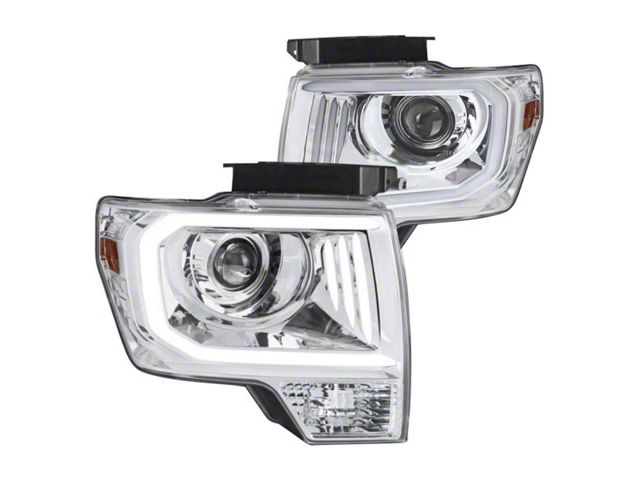 Dual Halo Projector Headlights; Chrome Housing; Clear Lens (09-14 F-150 w/ Factory Halogen Headlights)