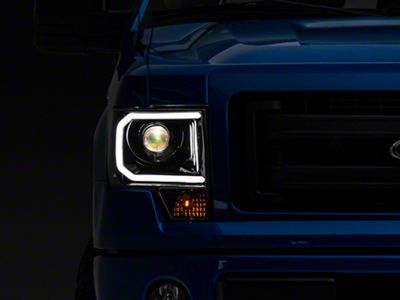 LED C-Bar Projector Headlights; Jet Black Housing; Clear Lens (09-14 F-150 w/ Factory Halogen Headlights)