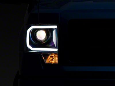 LED C-Bar Projector Headlights; Matte Black Housing; Clear Lens (09-14 F-150 w/ Factory Halogen Headlights)