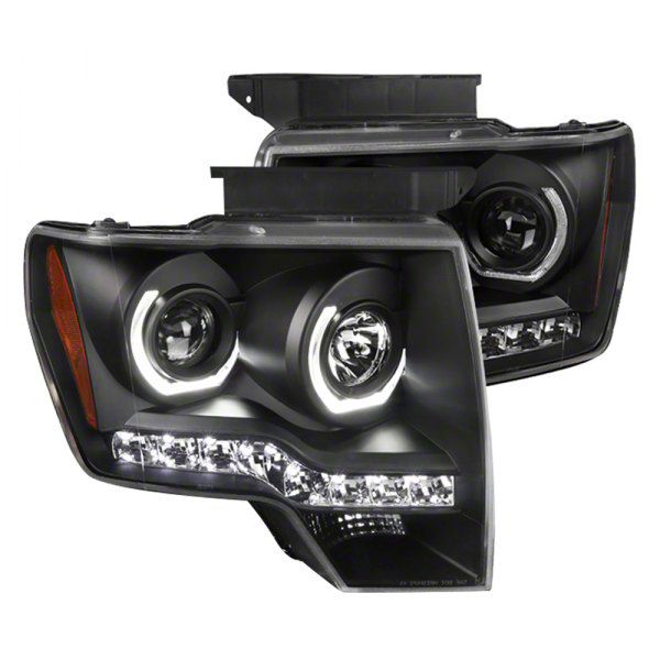 Dual U-Ring Halo Projector Headlights; Matte Black Housing; Clear Lens (09-14 F-150 w/ Factory Halogen Headlights)