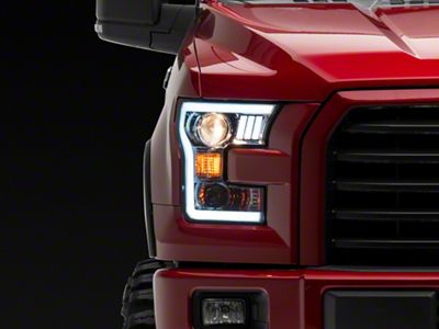 LED Bar Projector Headlights; Chrome Housing; Smoked Lens (15-17 F-150 w/ Factory Halogen Headlights)