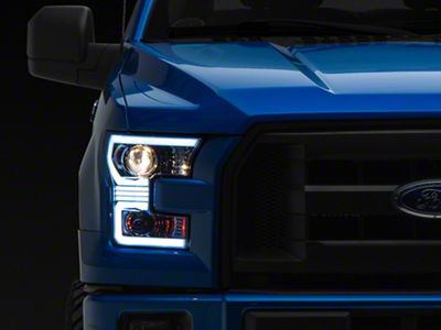 LED Bar Projector Headlights with Switchback Sequential Turn Signals; Chrome Housing; Smoked Lens (15-17 F-150 w/ Factory Halogen Headlights)