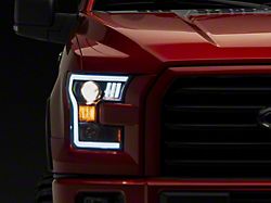 LED Bar Projector Headlights; Matte Black Housing; Clear Lens (15-17 F-150 w/ Factory Halogen Headlights)