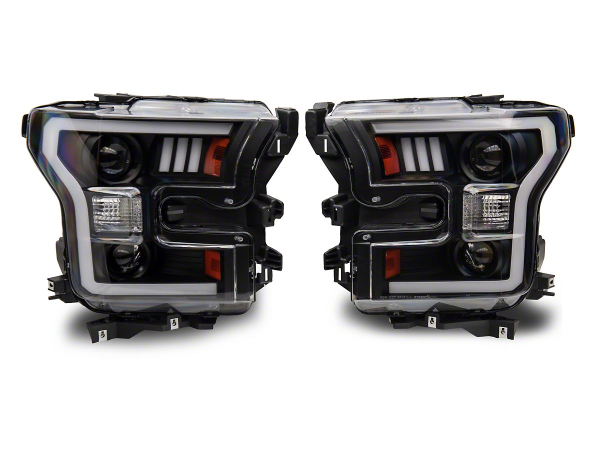 F-150 LED Bar Projector Headlights; Matte Black Housing; Clear 