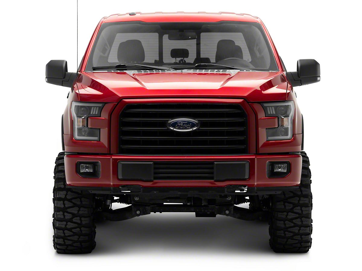 F-150 LED Bar Projector Headlights; Matte Black Housing; Clear 