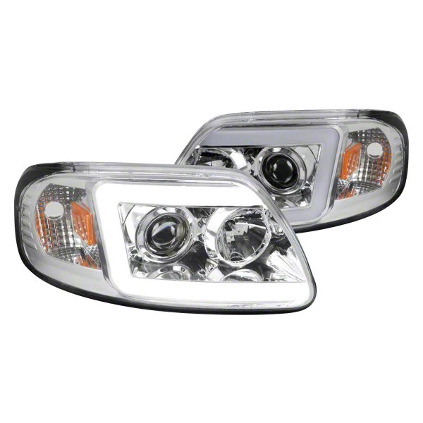 LED C-Bar Projector Headlights; Chrome Housing; Clear Lens (97-03 F-150)