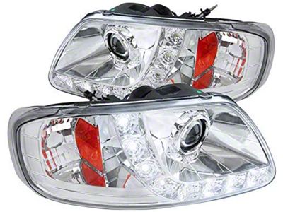Projector Headlights with SMD LED Light Strip; Chrome Housing; Clear Lens (97-03 F-150)