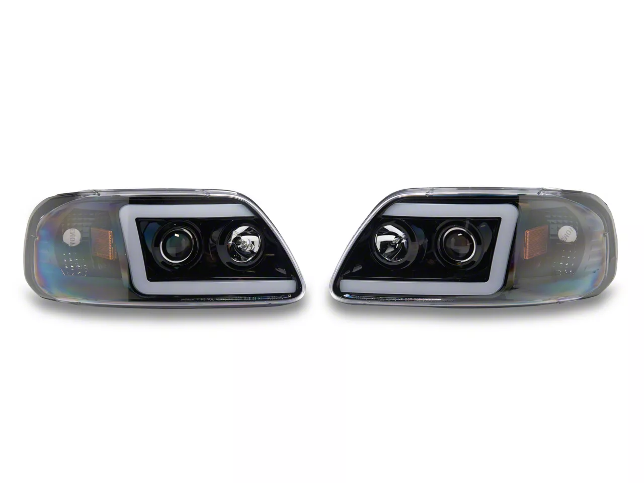LED C-Bar Projector Headlights; Jet Black Housing; Clear Lens (97-03 F-150)