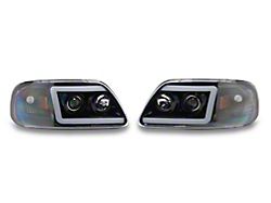 LED C-Bar Projector Headlights; Jet Black Housing; Clear Lens (97-03 F-150)