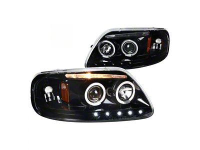 Dual Halo Projector Headlights; Jet Black Housing; Clear Lens (97-03 F-150)