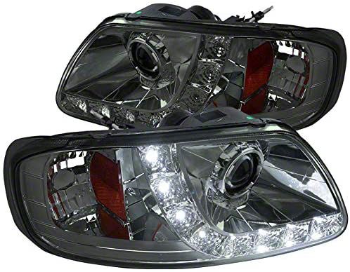 Projector Headlights with SMD LED Light Strip; Chrome Housing; Smoked Lens (97-03 F-150)
