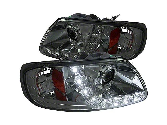 Projector Headlights with SMD LED Light Strip; Chrome Housing; Smoked Lens (97-03 F-150)