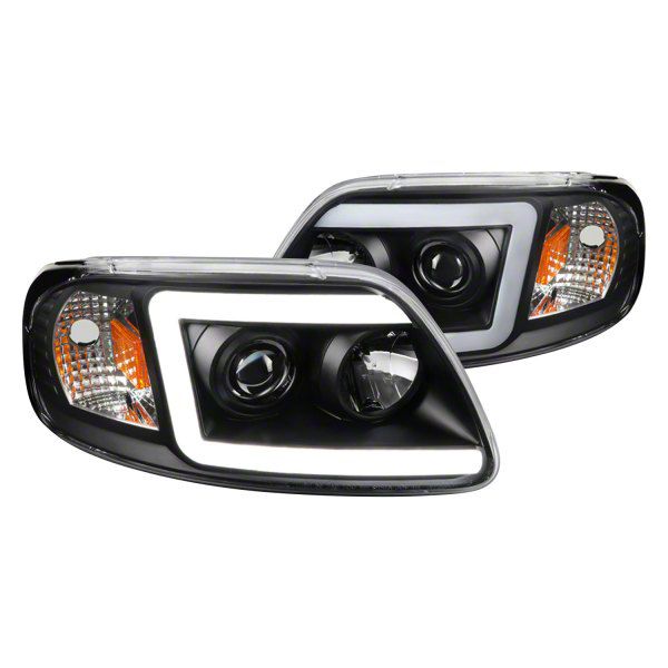 LED C-Bar Projector Headlights; Black Housing; Clear Lens (97-03 F-150)