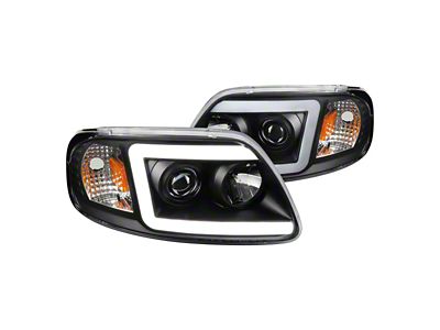 LED C-Bar Projector Headlights; Black Housing; Clear Lens (97-03 F-150)